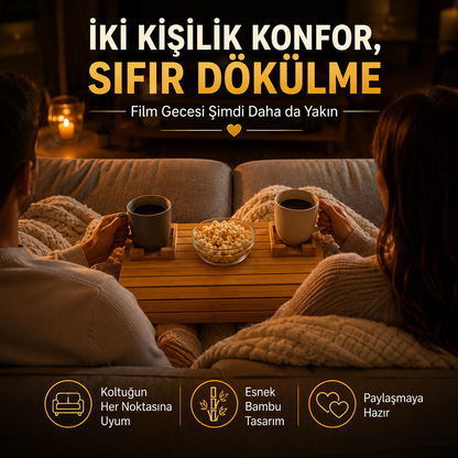SofaDock™ Katlanabilir Bambu Koltuk Kolçak Sehpası